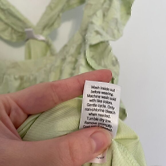 LC LAUREN CONRAD Ruffle Sleeve Cross Back Top Pastel Green Floral Jacquard Tank - Picture 9 of 12